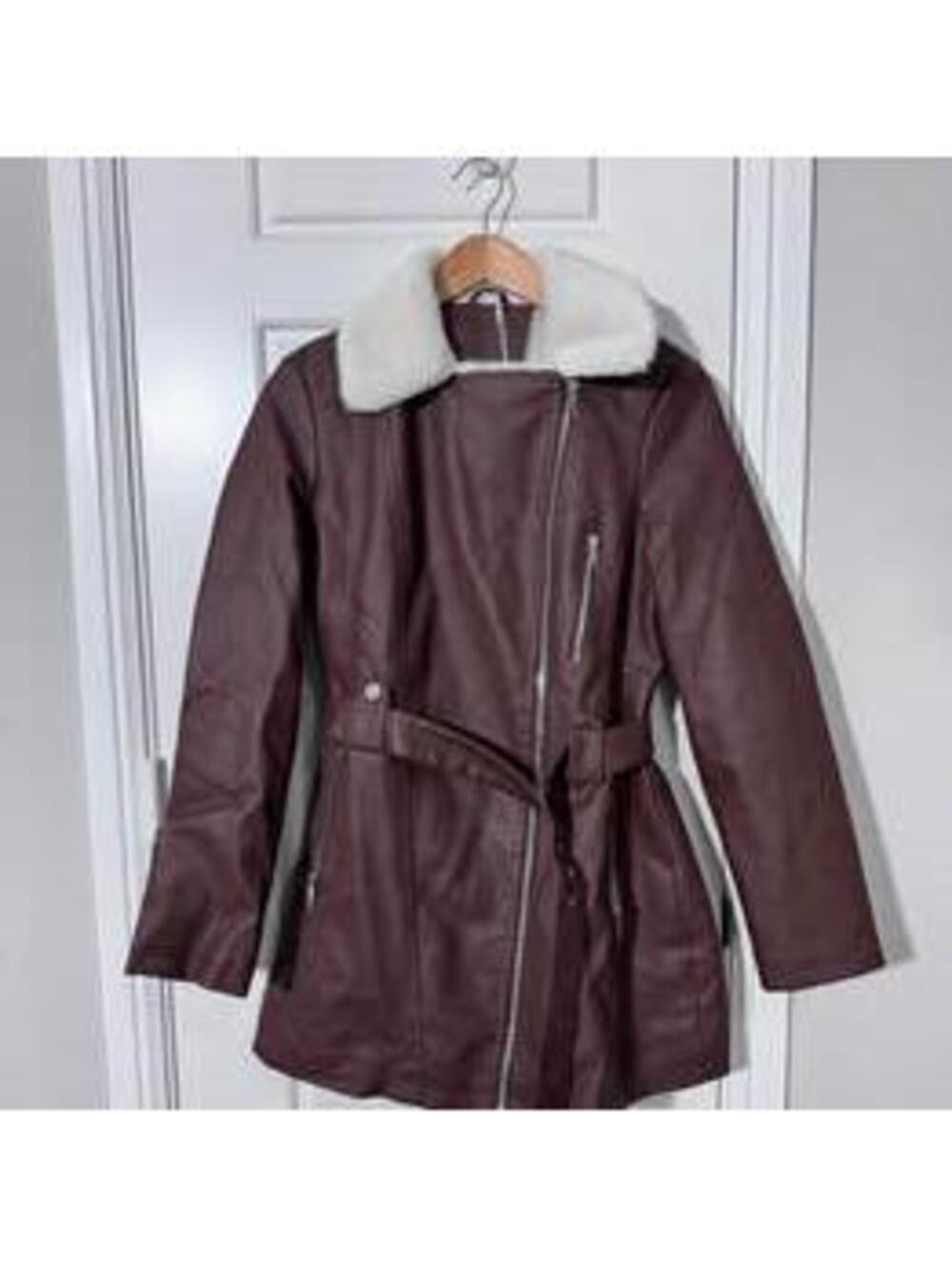 Women's Faux Suede Aviator Coat S – Winter Long Jacket W59